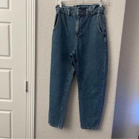 Zara Woman’s Paper Bag Denim Jeans Blue Wash Size:2 Preloved - Picture 3 of 12